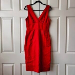 J. Crew Red Fitted‎ Pencil Cotton Sateen Midi Dress Womens 6 Valentines Day Date